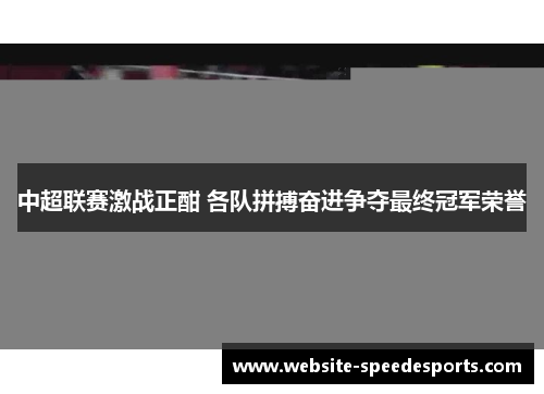 中超联赛激战正酣 各队拼搏奋进争夺最终冠军荣誉